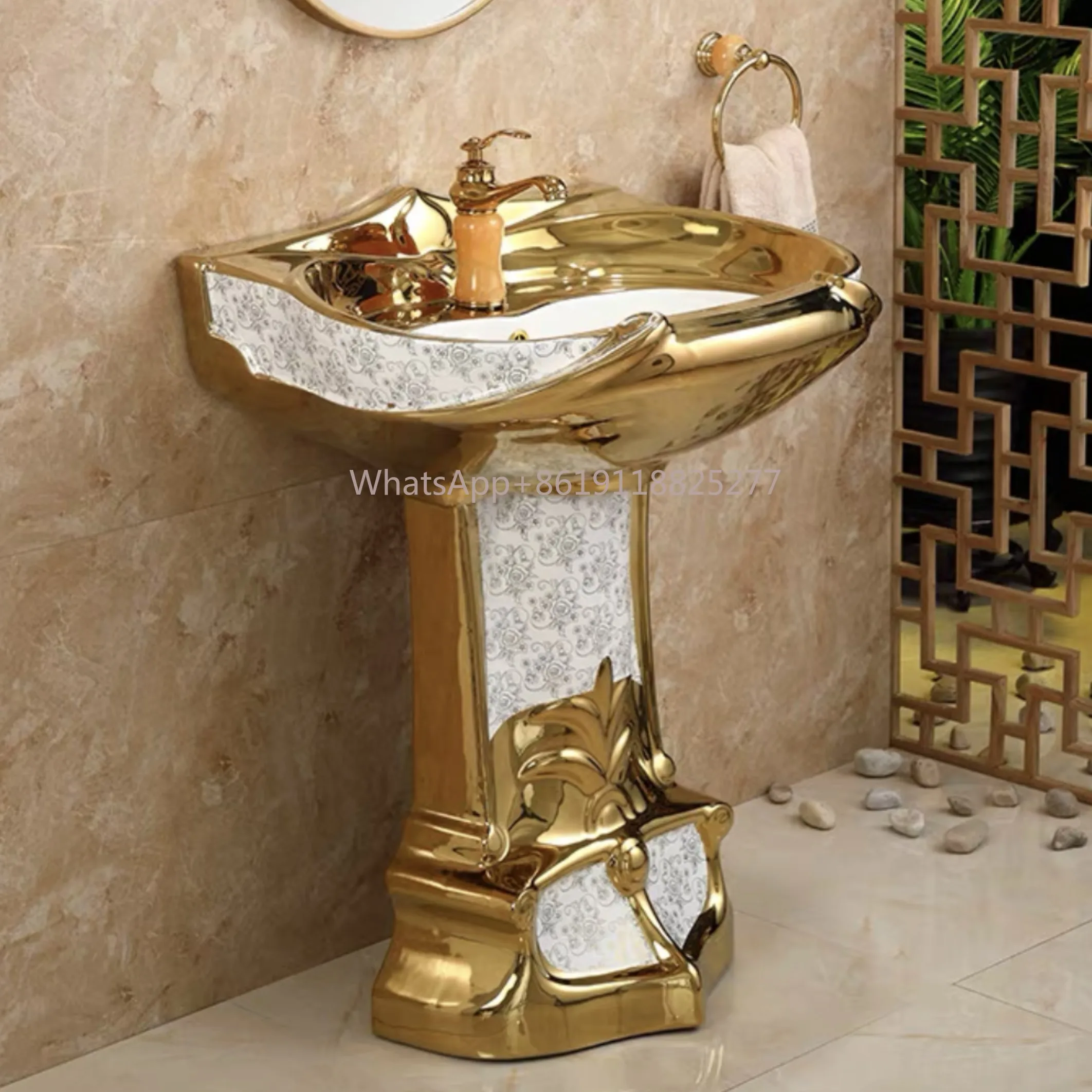 

wash basin sink ceramic gold to Royal vintage golden plated color bathroom sanitary ware luxury toilet bowl and pedestal