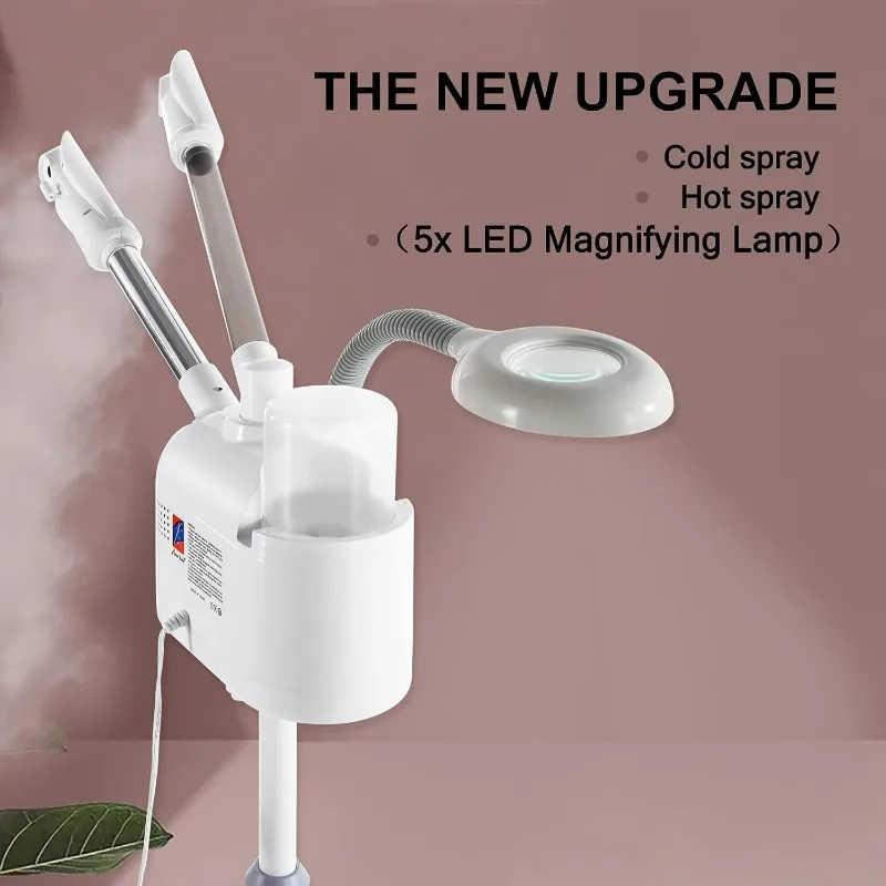 Professional 3 in 1 Facial Steamer Upgrade Esthetician Steamer with hot & Cold Nozzle 5X LED Magnifying Lamp Beauty Salon Spa