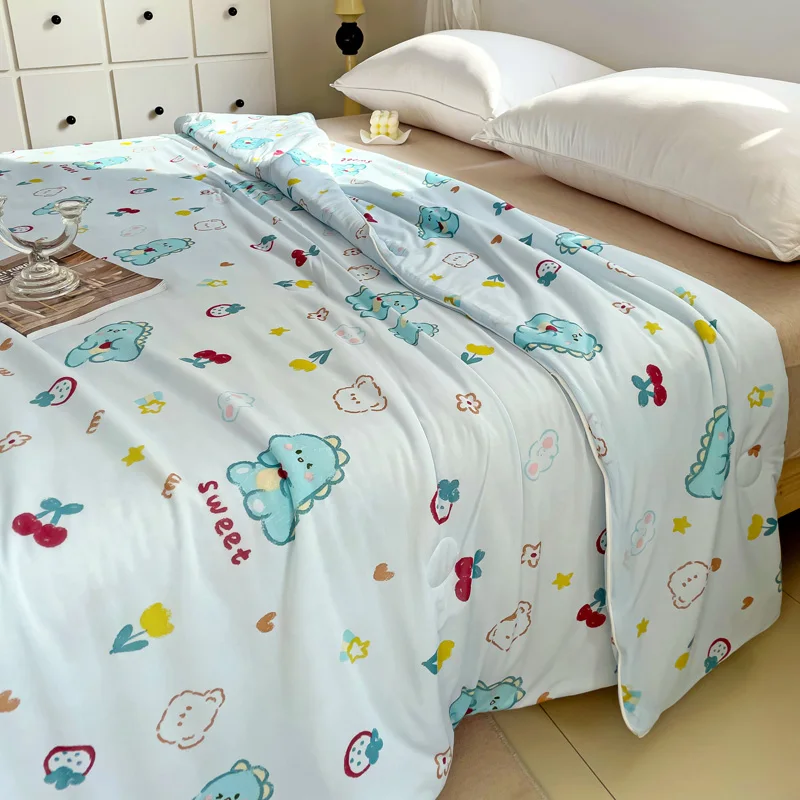 Air Condition Double Bed Quilt Korean Princes Soft Skin Comforter Spring King Size Duvet Cover Summer Cool Quilted Blanket