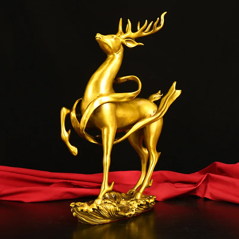Gu Yun Zhai Modern Home Creative Brass Deer Ornament Entrance Living Room TV Wine Cabinet Decoration Gift Craft