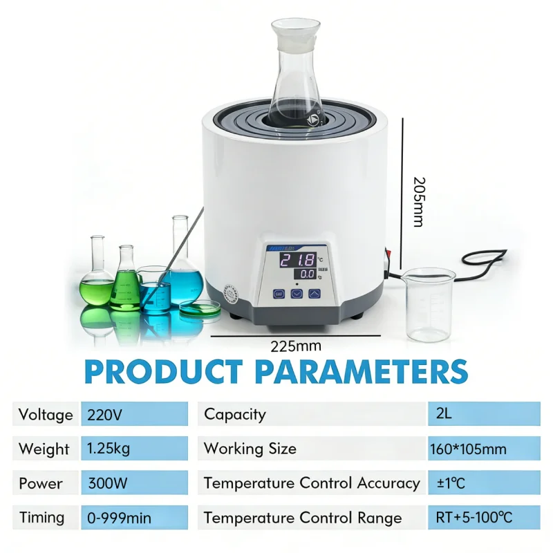 IKEME Mini Lab Water Bath with Digital Timer & Temperature Control Anti-Dry Burning 1/2 Holes 2L/4.5L Laboratory Water Bath Pot