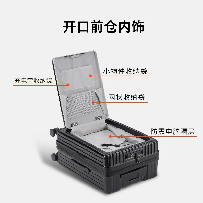 20 24 inch Front Opening Luggage Compartment 20 Inch Suitcase Extended Travel Bag Small Boarding Case Zipper Password Box