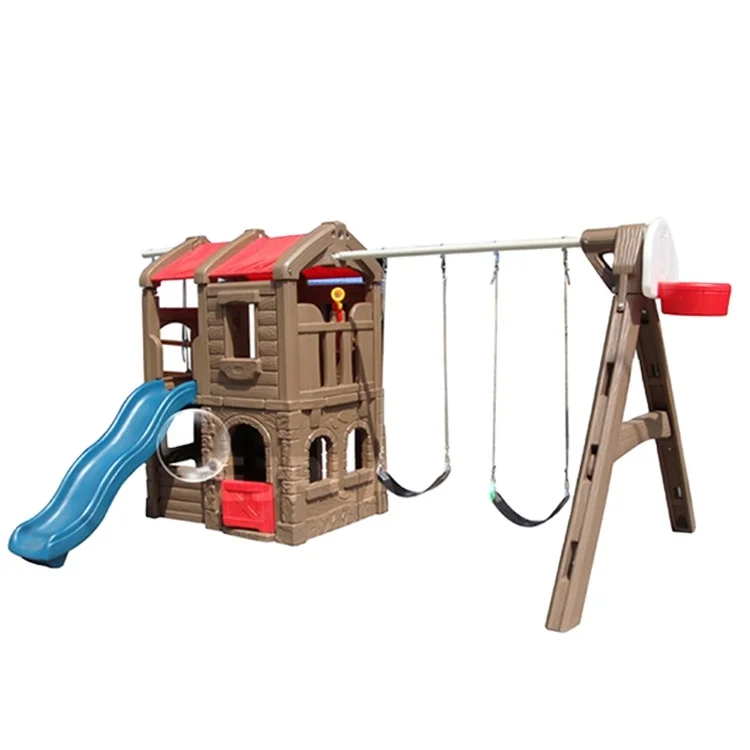 

Garden Use Interesting Children Outdoor Playground Slide with Swing