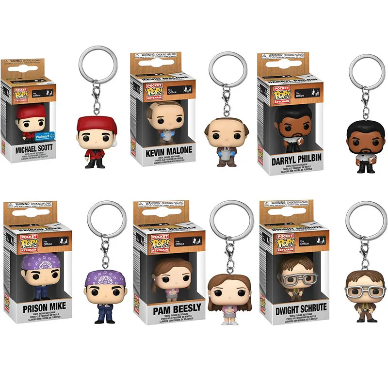 Funko POP Keychain the Office Pam Beesly Michael Scott Prison Mike Darryl Philbin Dwight Schrute Pocket Keyring Model Toy Gift