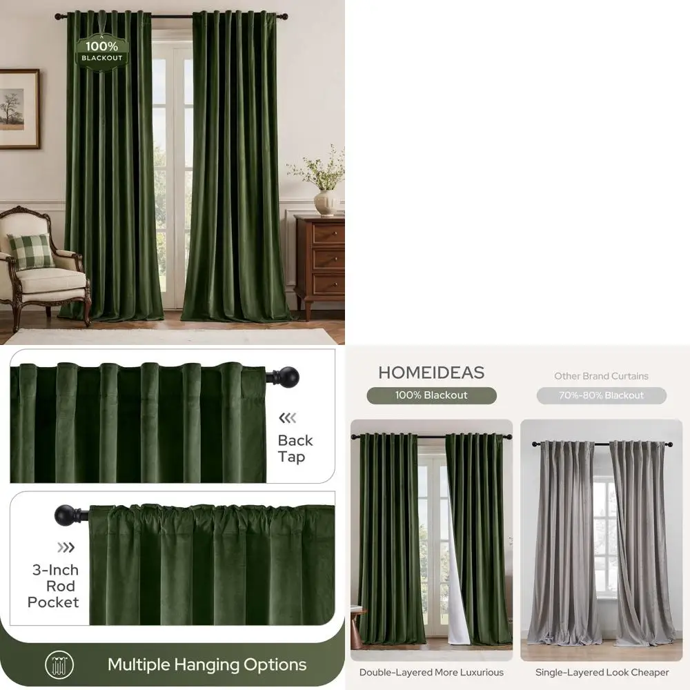 

Термоизолирующие светонепроницаемые шторы из оливково-зеленого бархата, 52x84, в роскошном винтажном стиле для зимы, подходят для спален и гостиных