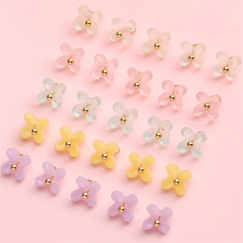 

60pcs/lot color flowers shape 7mm resin charms diy jewelry earring/garment/bracelet pendants accessory