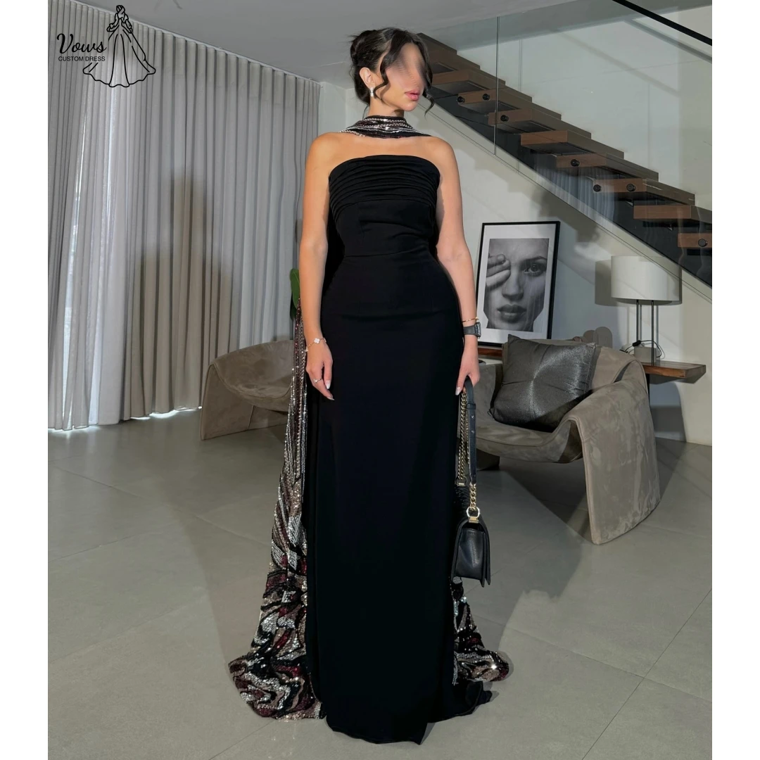 

Vows Line A Prom Dress Custom Made Evening Gown Black Dresses Woman Elegant Cocktail Dresses 2025 Woman Off the Shoulders Shawl