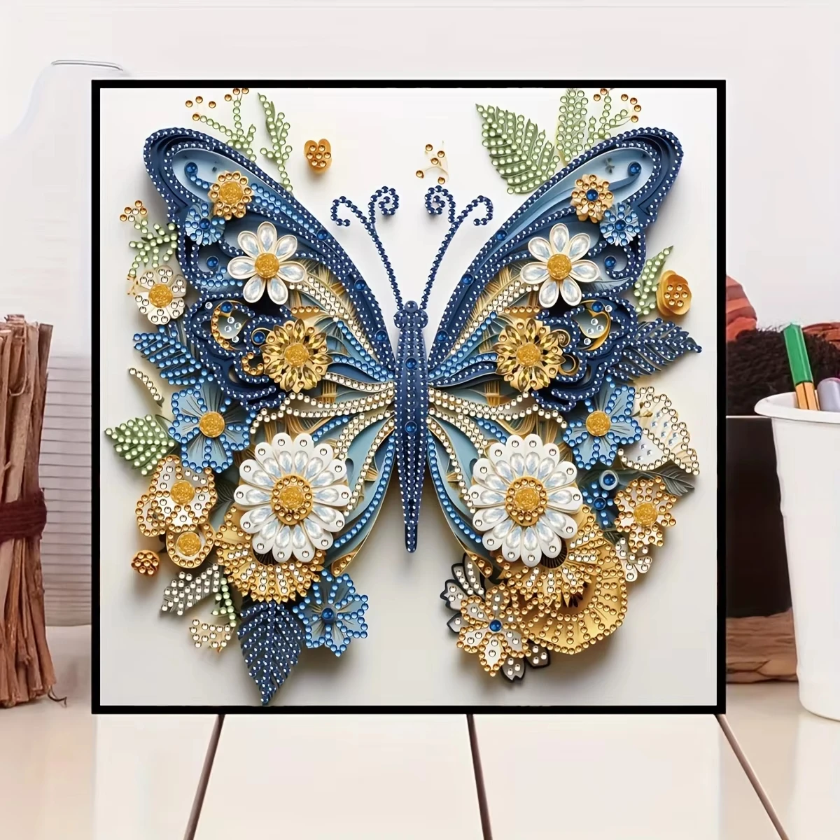 DIY 5D Diamond Painted Butterfly Cross Embroidery Set with Partial Irregular Embroidery Mosaic Art Home Decoration 20 * 20CM