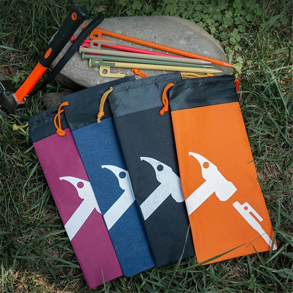 30cm Oxford Cloth Ground Nail Storage Bag, Outdoor Tent Stake & Hammer Carry Pouch, Camping Accessories