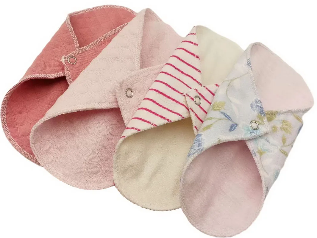 Almofada menstrual reutilizável para mamãe, 180mm de comprimento, algodão sanitário, forro de calcinha, pano fino, macio, lavável, ajuste dia,