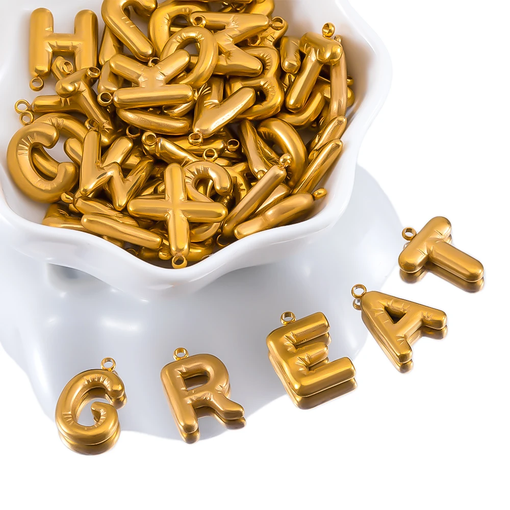 

5pcs Stainless Steel A-Z Alphabet Letter Pendants For DIY Name Necklace Components Jewelry Making Accessories Materials Supplies
