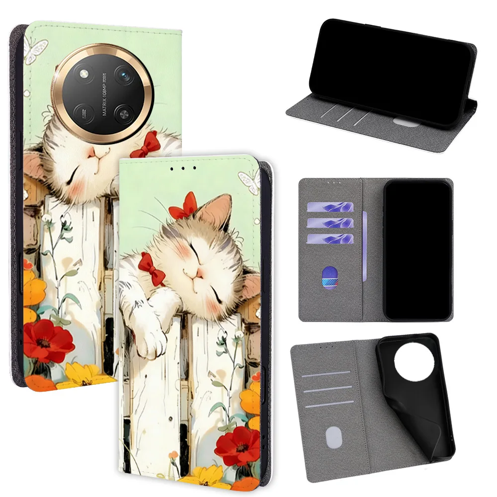 

Magnetic Flip Phone Cover for Honor 600 400 300 200 100 90 80 70 60 50 Pro/Magic8 7 6 5 4 3 Pro with Built-in Wallet Card Slots