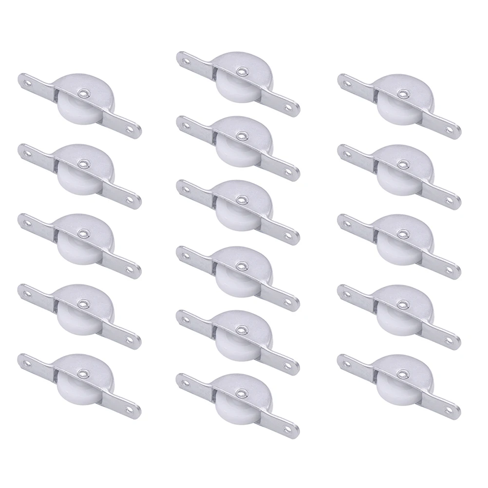 

16 Pcs Flat Bottom Door Wheel Sliding Wardrobe Wheels Curtain Rail Track Roller Pulley Closet and Window