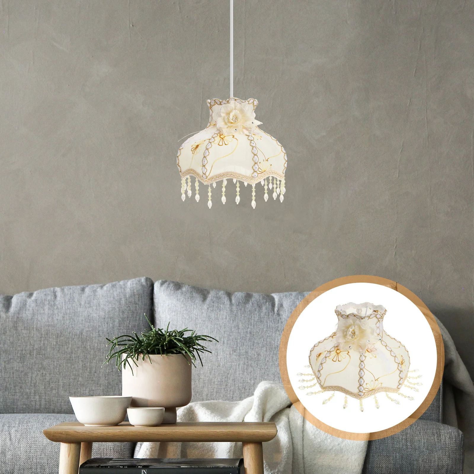 

1Pcs Retro Lampshade European Vintage Cloth Lace Lamp Cover Decorative Light Accessory for Living Room Bedroom