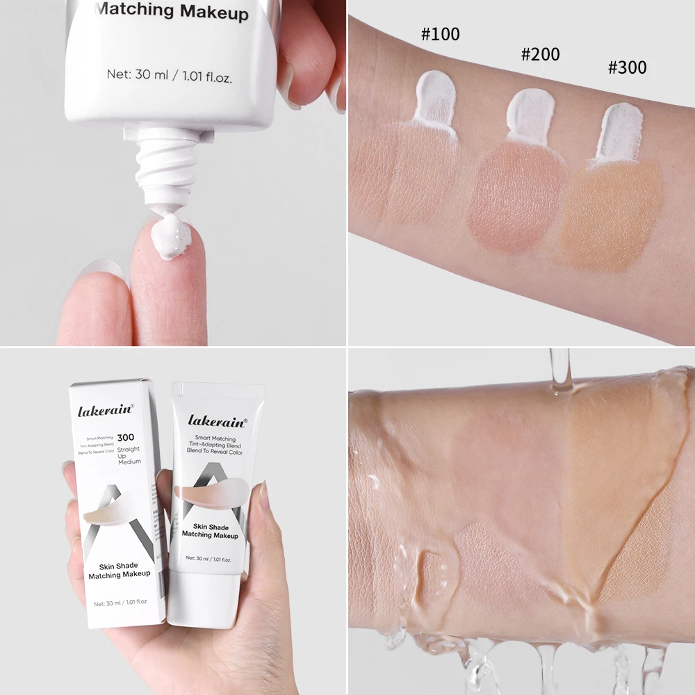 Lakerain Color Changing Liquid Foundation Coverage Skin Shade Matching Makeup SPF15 Moisturizing Even Toning Natural Makeup