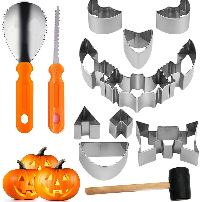 Halloween abóbora escultura kit morcego em forma de gravura molde de aço inoxidável cozimento biscoitos molde diy profissional escultura estênceis