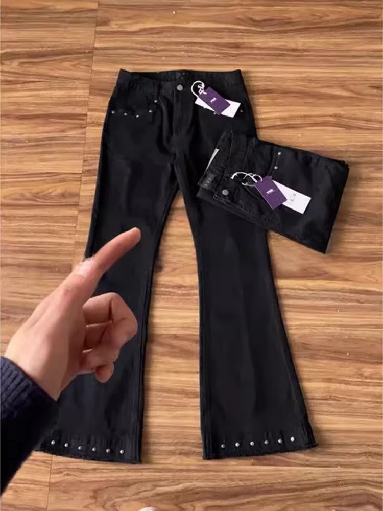 

Джинсы Bla Nailhead с потертым краем и микро-клеш, мужские брюки American High Street Vibe, узкие джинсы с ножом, молодежные трендовые дышащие джинсы