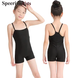 Girl Shoulder Straps Camisole Leotards for Dance Ballet Short Unitards Nylon Bodysuit Dancewear Gymnastic Tank Costume for Kids