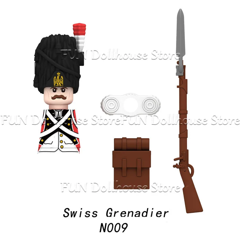 Mittelalterliche Militär-Figuren aus den Napoleonischen Kriegen, Bausteine für Britische, Französische und Preußische Infanterie, Ritter, Generäle, Waffen, Spielzeug