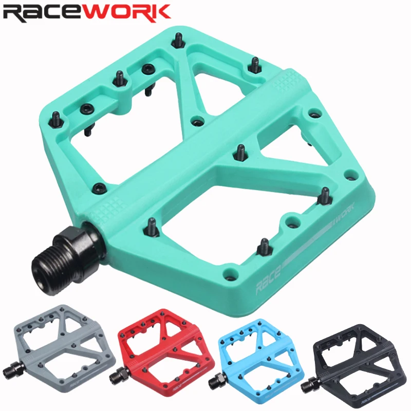 RACEWORK Mtb Pedals Flat Nylon Pedal For Bicycle Platform Bearing Footrest Speed Ultralight Vtt Crankbrothers Mountain Bike