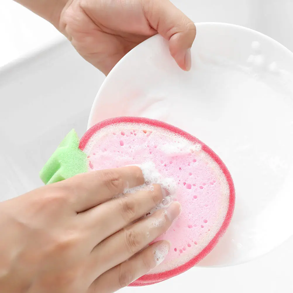 6Pcs Fruit Shape Bath Sponge Baby Washing Sponge Comfortable Mom Grip Exfoliating Bath Tool for Smooth Delicate Skin Drying Fast