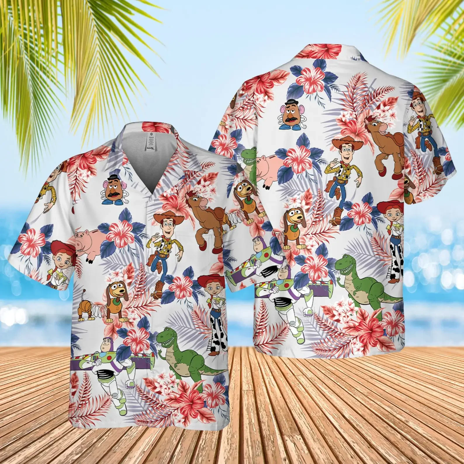 Camisas hawaianas de Toy Story para hombres y mujeres, camisas de manga corta con botones, camisas hawaianas de Disney, camisas casuales de playa, camisas de fiesta, moda