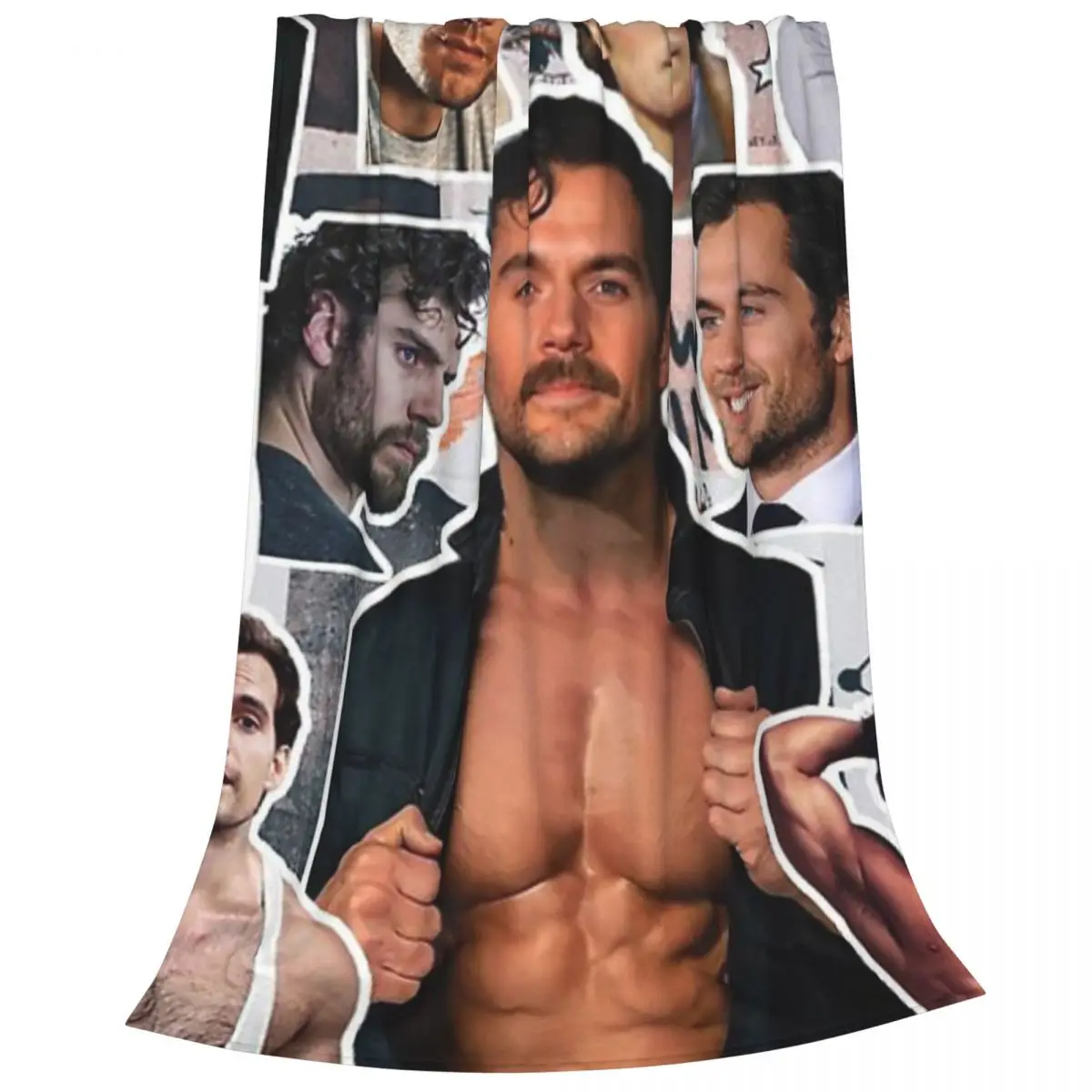 Henry Cavill Photo Collage Blanket Flange Textile Decor Portable Super Soft Throw Blankets for Home Office Plush Thin Quilt