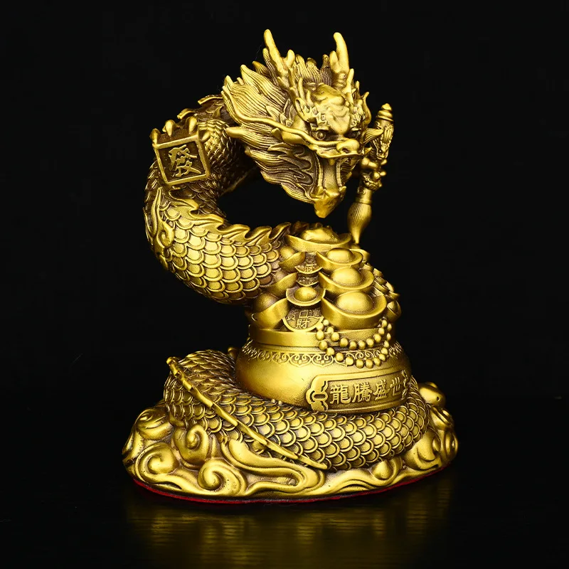 Auspicious Ascending in Clouds, Brass Ornament, Dragon Soaring Across the Sea, Craft, Home Living Room Decoration, De