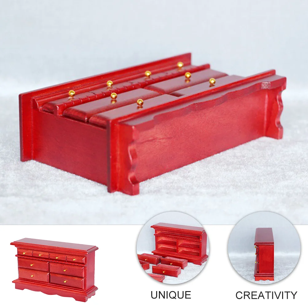 Mesita de noche de madera en miniatura, Mini muebles de simulación para decoración de casa, accesorios para casa pequeña, juego de adorno