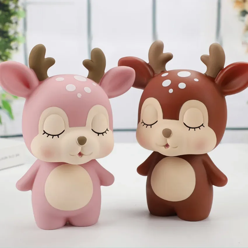 1pc dos desenhos animados deer mealheiro crianças de alta capacidade caixas de dinheiro drop-resistant mealheiros moeda banco decoração ornamentos presentes