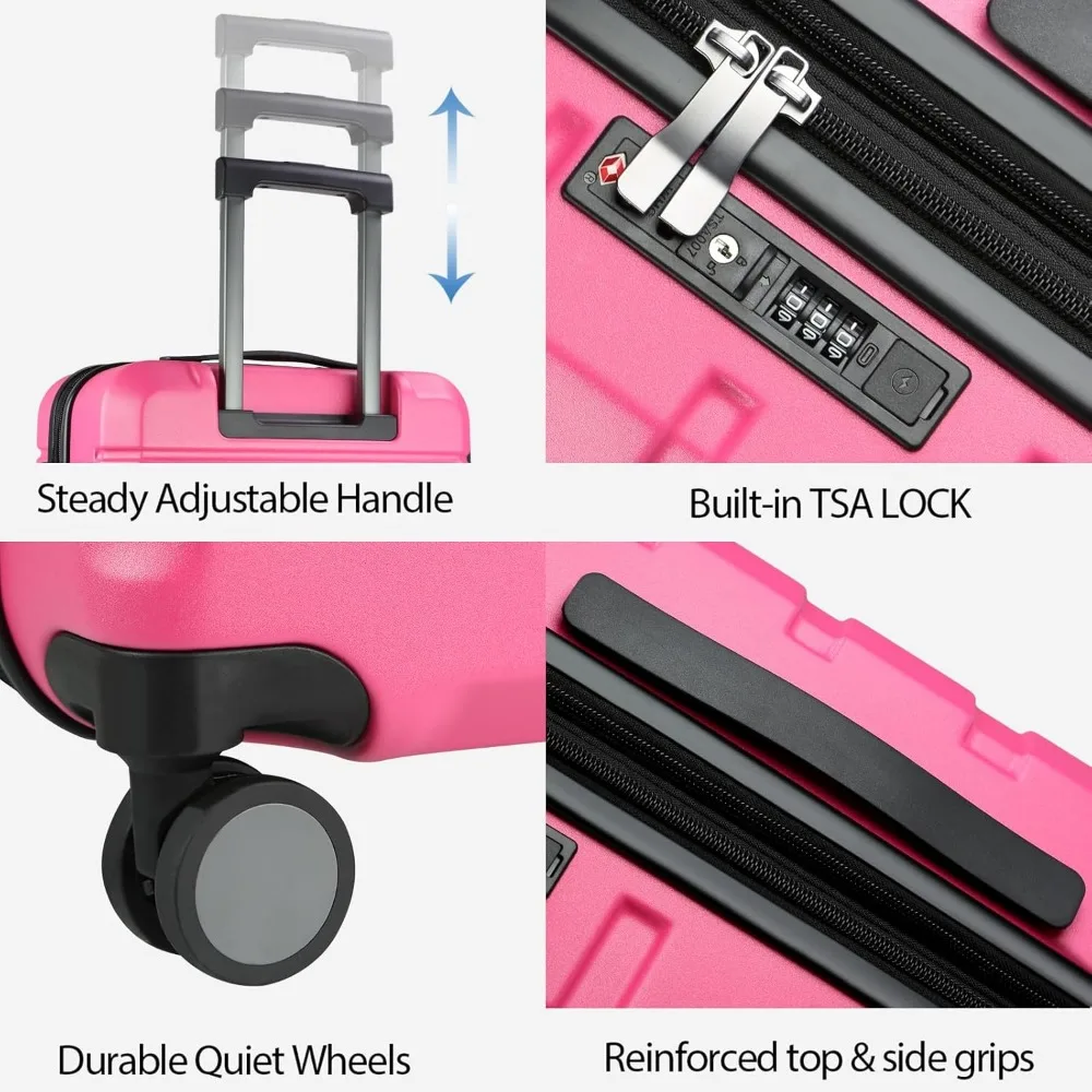 Expandable Hardside Spinner Luggage with Built-in TSA Lock, Durable Rolling Suitcase for Travel with USB Port, Long-Lasting Carr
