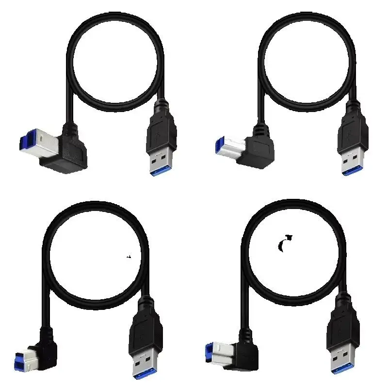 USB 3.0 Cable 0.5m/1.5m USB-A Male to USB-B Male 90 Degree Angle Type B Data Transfer Cord Replacement Cable