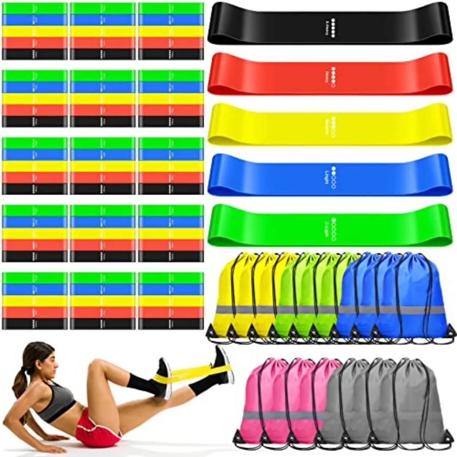

90 Pcs Workout Loop Resistance Bands Bulk, Gym Elastic Bands Set for Fitness Sport Class Students Members Gift Physical, 5 Piec