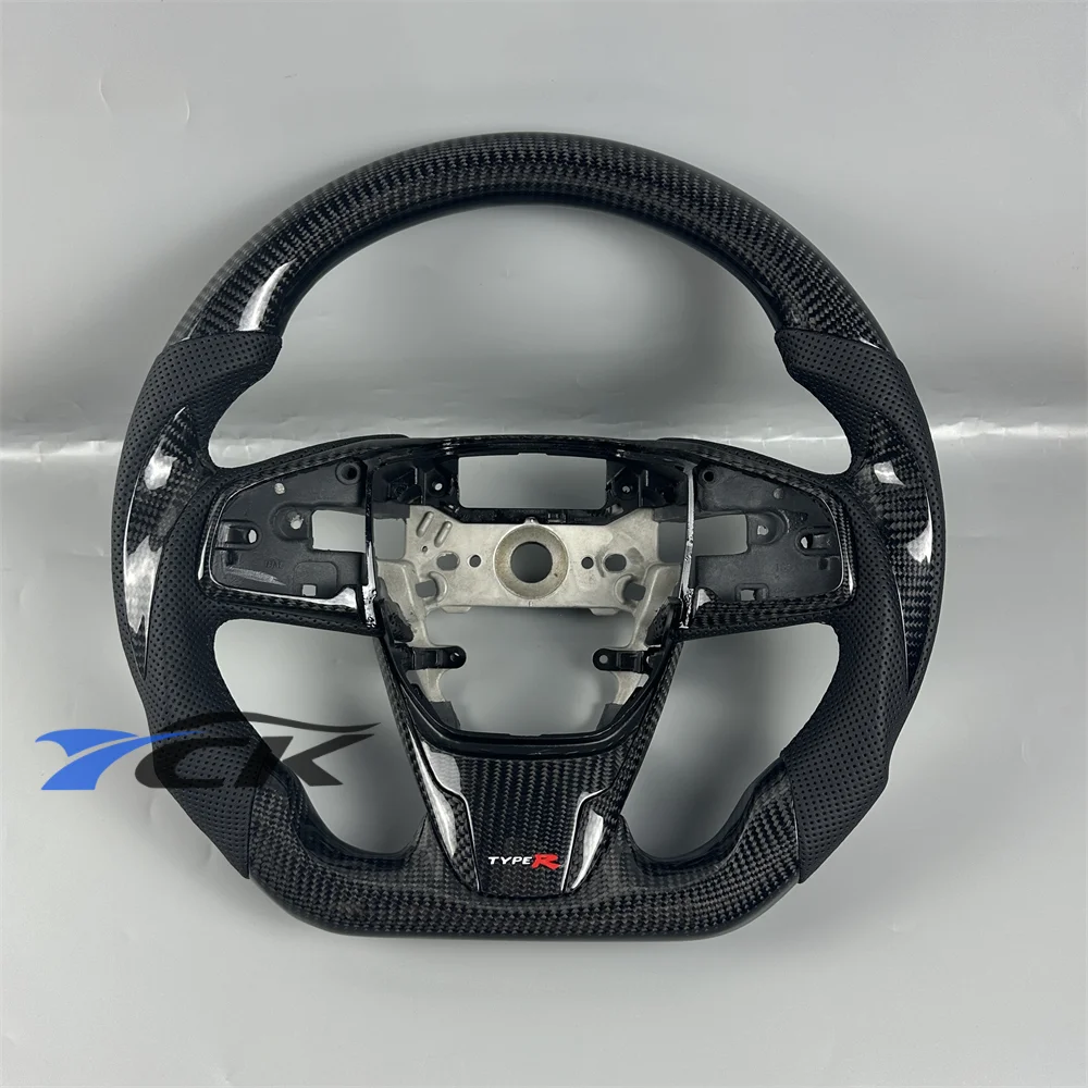 Custom Black Carbon Fiber Leather Steering Wheel For 2016 2017 2018 2019 2020 2021 Honda Civic Car accessories