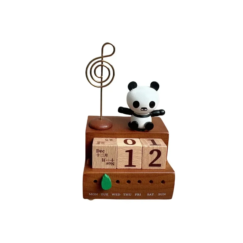 Imagem -05 - Madeira Panda Calendário Music Box Creative Desktop Decoração Escritório