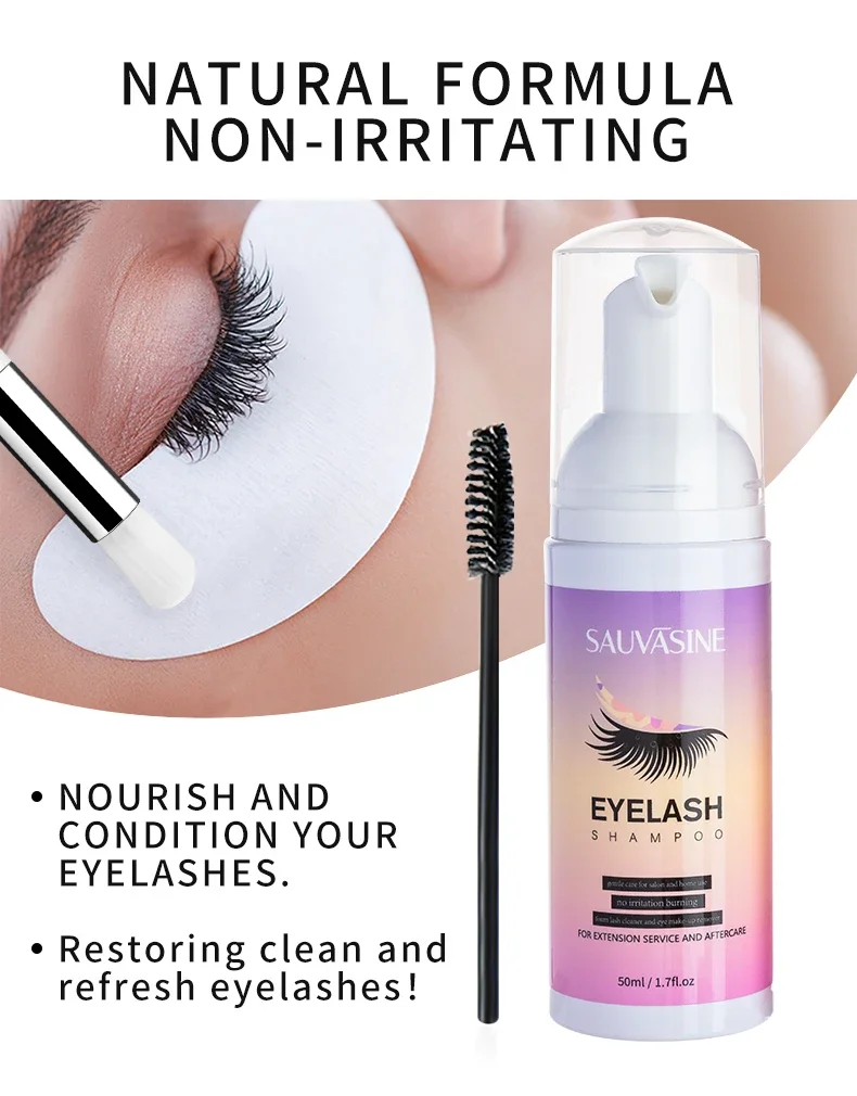 5/10PCS 50ML Eyelash Extension Shampoo Foam Mousse Kit Fast Makeup Glue Removal Foam Set Deeply Cleaning With Brush For Women