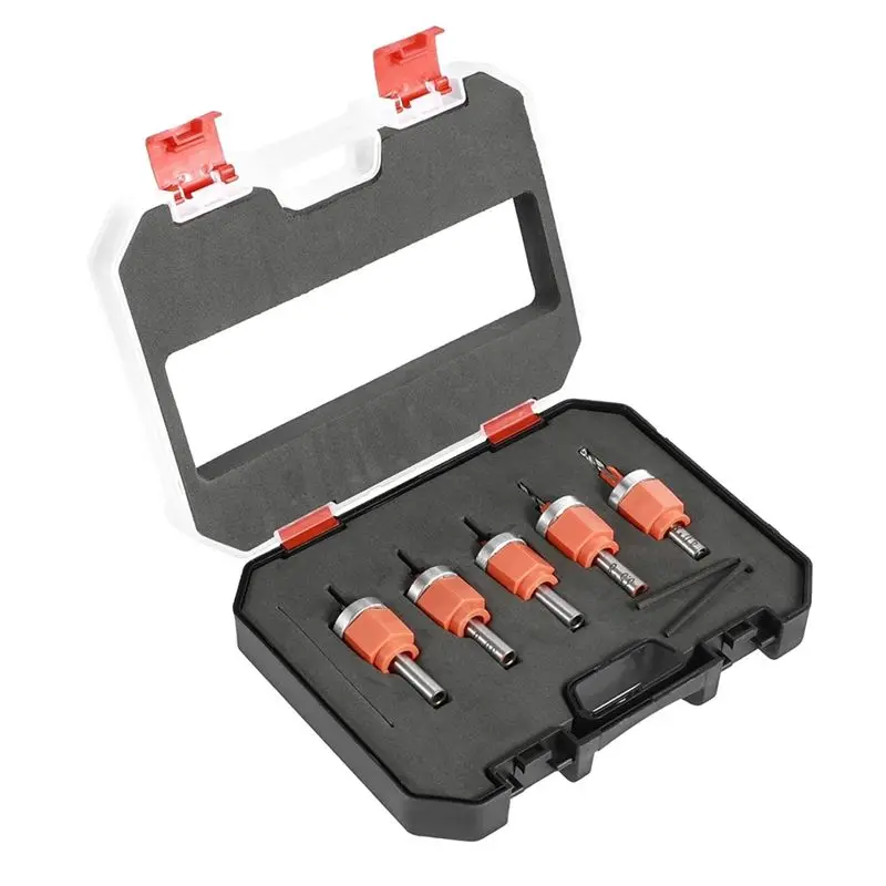 

ABIY Adjustable Screw Cover 5 Pcs Single Hole Punch, 5/16 Inch Heavy Duty Puncher With 5 Limit Countersink Drill Bit Included