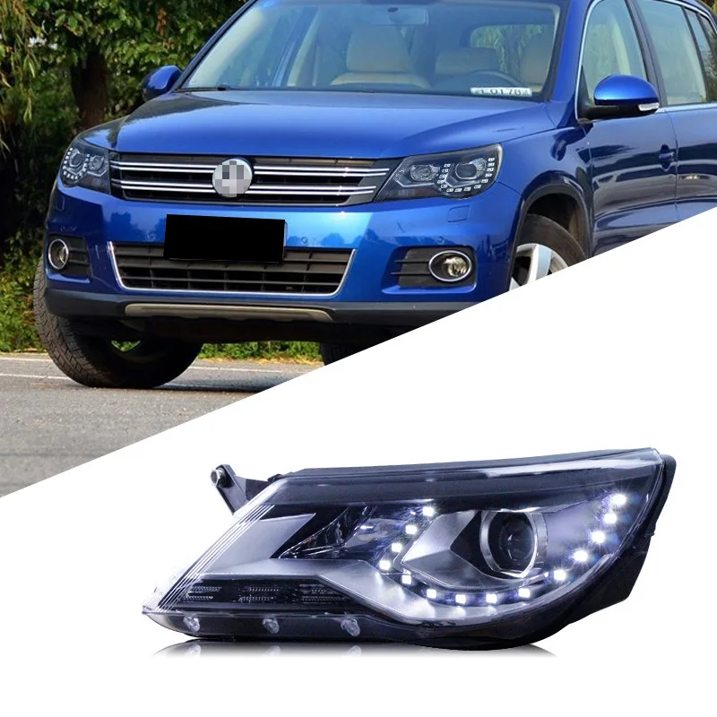 Applicable to Volkswagen 10-12 Tiguan headlight assembly modified high-end LED Daytime running lamp double lens xenon headlight