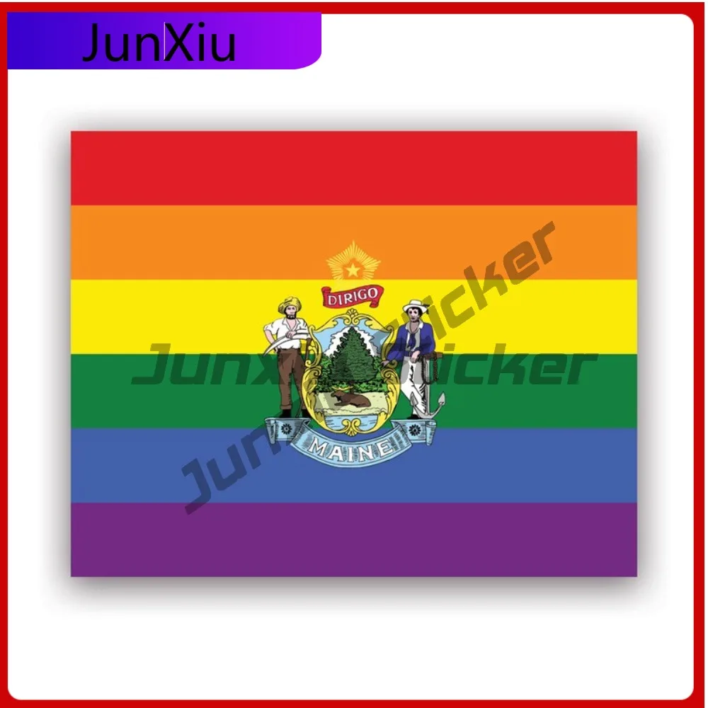 

Rainbow Maine Gay Sun Resistant Waterproof Sport For Laptop Motorcycle Rear Windshield Easy To Remove Removable Accessories