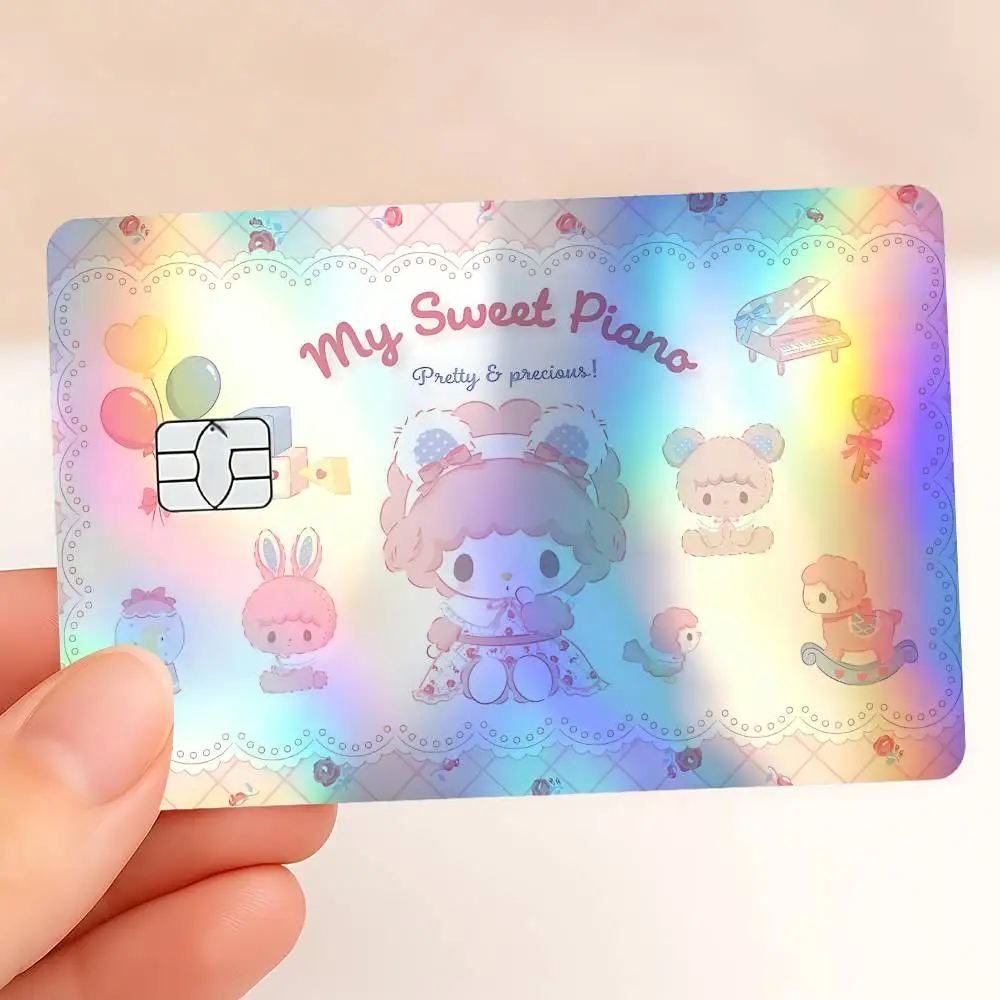 Cute S-Sweet P-Piano Card Skin Sticker For Debit Credit Card Laser Reflective