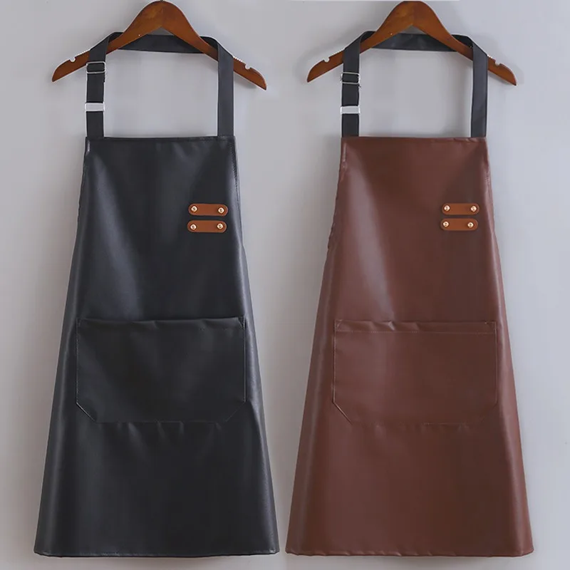 Chef's Choice  Durable, Waterproof & Oil-Resistant PU Leather Apron with Adjustable Waist & Stripe Design