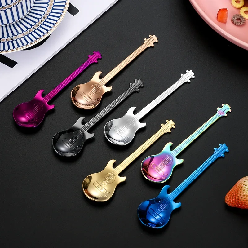 stainless steel spoons guitar spoons coffee stirrer spoon ice bar spoons music bar spoon mug spoon  coffee accessories