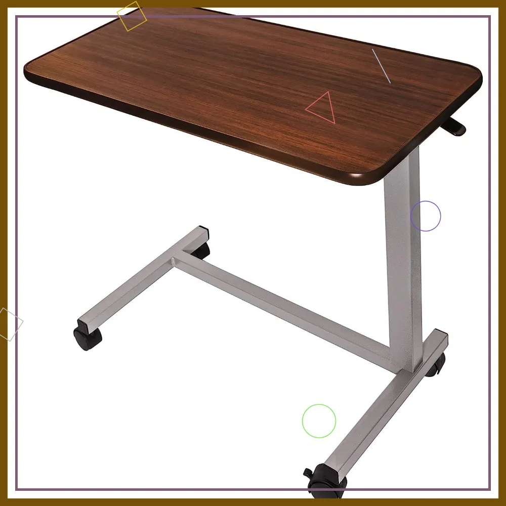 

Adjustable Overbed Table with Wheels for Hospital and Home Use, Height Adjustable 28.5-40.5 Inches, Easy Mobility