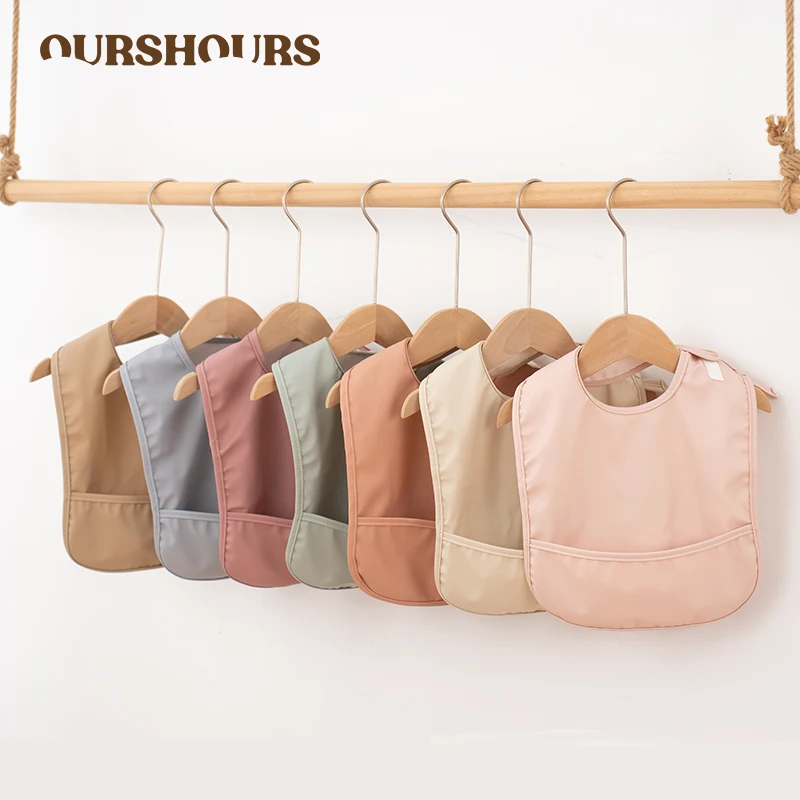 

Нагрудники для кормления без рукавов, мягкие водонепроницаемые детские фартуки с защитой от грязи, однотонные нагрудники для младенцев со слюной и карманами, детские вещи