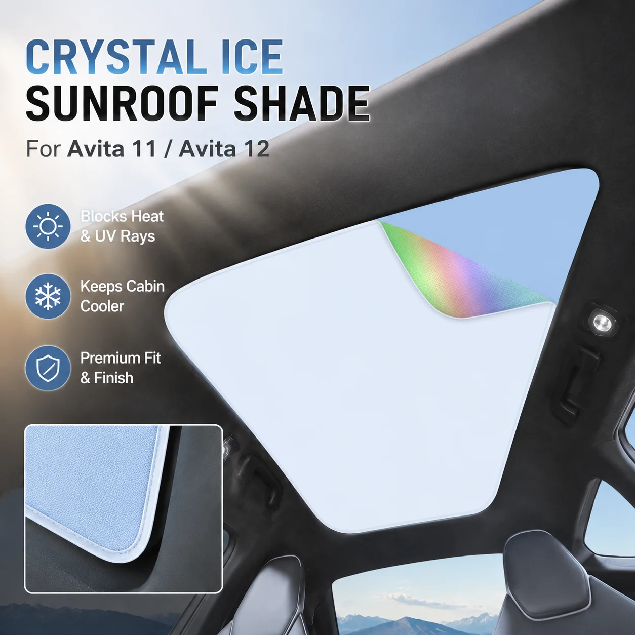 Crystal Ice Sunroof Shade Sun Protection Heat Insulation For Avita 11 Avita 12 Car Interior Accessory
