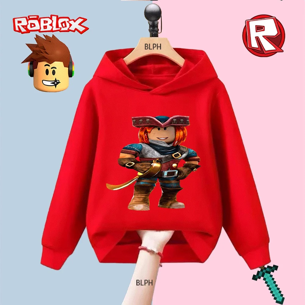 

Детская толстовка с принтом пиратского персонажа Roblox, повседневная хлопковая толстовка с длинными рукавами для мальчиков и девочек, модный мультфильм - тема