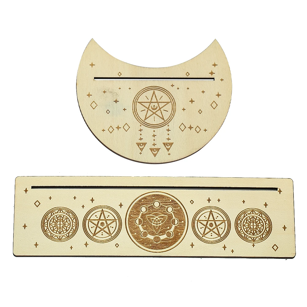 

2pcs/set Wooden Tarot Display Base Pentagram Celtic Knot Wiccan Witch Stand Holder for Enthusiast Divination Game Accessories