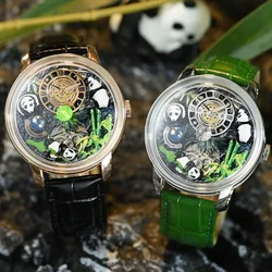 PINDU High-end and stylish panda dial personalized waterproof fully automatic mechanical men's watch snake tourbillon watch