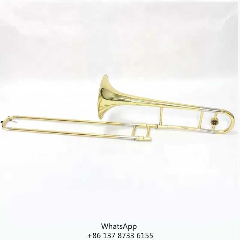 

Factory Wholesale Price Trombone Brass Body Gold Lacquered Trombone Instrument B Flat Key Trombone With Case