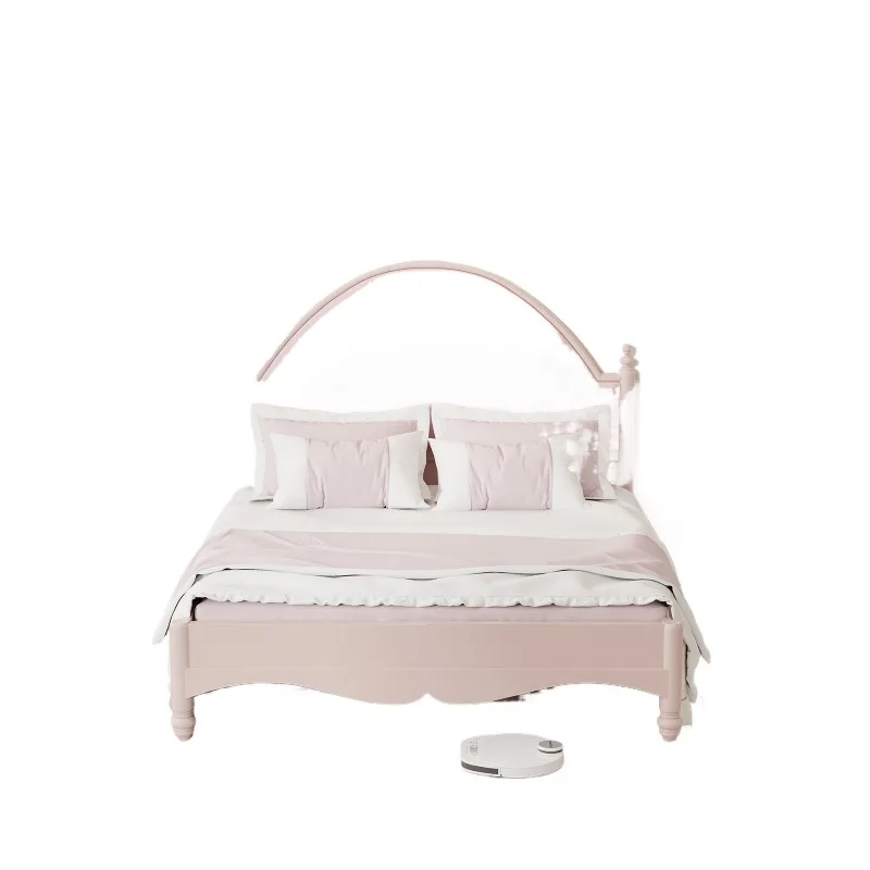 

French simple double bed bedroom backrest 1.8 meters wedding bed ins wind princess b ed